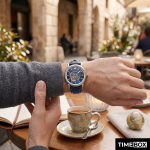 Часовник за мъже Emporio Armani AR60011 Luigi Meccanico. Верижка естествена кожа в син цвят. Автоматичен механизъм. Водозащита 5 АТМ (душ).