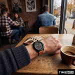 Fossil Bronson FS5713 Chronograph Часовник за мъже Fossil Bronson FS5713 Chronograph. Верижка естествена кожа в кафяв цвят. Кварцов механизъм. Водозащита 5 АТМ (душ).