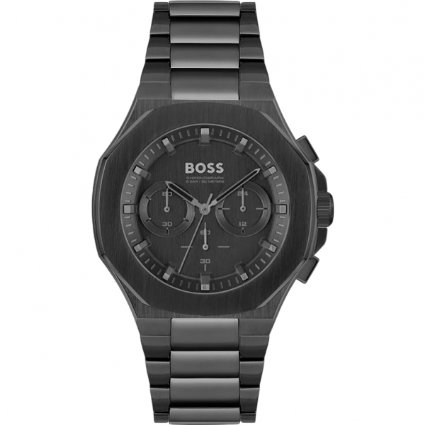 Часовник за мъже Hugo Boss 1514088 Taper. Верижка метална в черен цвят. Кварцов механизъм. Водозащита 5 АТМ (душ).