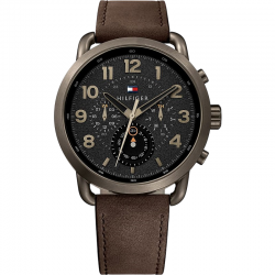 Часовник за мъже Tommy Hilfiger Briggs 1791425. Верижка естествена кожа в кафяв цвят. Кварцов механизъм. Водозащита 5 АТМ (душ).