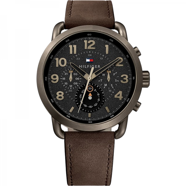 Часовник за мъже Tommy Hilfiger Briggs 1791425. Верижка естествена кожа в кафяв цвят. Кварцов механизъм. Водозащита 5 АТМ (душ).