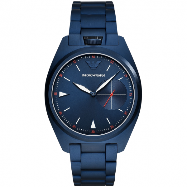 Часовник за мъже Emporio Armani AR11309 Nicola. Верижка метална в син цвят. Кварцов механизъм. Водозащита 5 АТМ (душ).