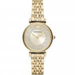 Emporio Armani AR11608 Gianni T-Bar Часовник за жени Emporio Armani AR11608 Gianni T-Bar. Верижка метална в златист цвят. Кварцов механизъм. Водозащита 3 АТМ (водни пръски).