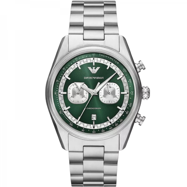 Часовник за мъже Emporio Armani Racer AR11637. Верижка метална в сребрист цвят. Кварцов механизъм. Водозащита 5 АТМ (душ).