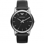Часовник за мъже Emporio Armani AR80059 Luigi. Верижка естествена кожа в черен цвят. Кварцов механизъм. Водозащита 5 АТМ (душ).