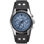 Часовник за мъже Fossil CH2564 Coachman Chronograph. Верижка естествена кожа в черен цвят. Кварцов механизъм. Водозащита 10 АТМ (плуване).