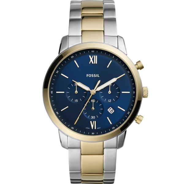 Ръчен часовник Fossil Neutra Chrono FS5706 Часовник за мъже Fossil Neutra Chrono FS5706. Верижка метална в златист цвят. Кварцов механизъм. Водозащита 5 АТМ (душ).