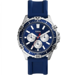 Fossil FS5709 Garrett Часовник за мъже Fossil FS5709 Garrett. Верижка силиконова в син цвят. Кварцов механизъм. Водозащита 10 АТМ (плуване).