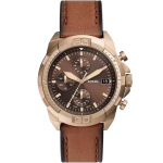 Часовник за мъже Fossil FS5857 Bronson. Верижка естествена кожа в кафяв цвят. Кварцов механизъм. Водозащита 5 АТМ (душ).