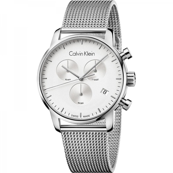 Ръчен часовник Calvin Klein City K2G27126 Часовник за мъже Calvin Klein City K2G27126. Верижка метална в сребрист цвят. Кварцов механизъм. Водозащита 5 АТМ (душ).