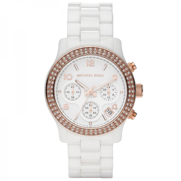 Часовник за жени Michael Kors Ceramic MK5269. Верижка керамика в бял цвят. Кварцов механизъм. Водозащита 10 АТМ (плуване).