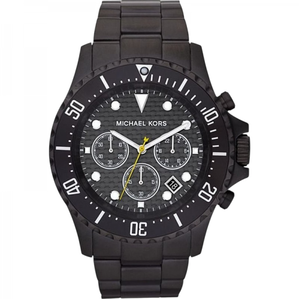 Michael Kors Everest MK8257 Часовник за мъже Michael Kors Everest MK8257. Верижка метална в черен цвят. Кварцов механизъм. Водозащита 10 АТМ (плуване).
