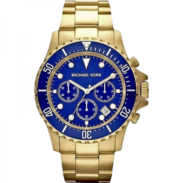 Michael Kors Everest MK8267 Часовник за мъже Michael Kors Everest MK8267. Верижка метална в златист цвят. Кварцов механизъм. Водозащита 10 АТМ (плуване).