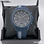 Часовник за мъже Hugo Boss 1514061 Velocity Chronograph. Верижка силиконова в син цвят. Кварцов механизъм. Водозащита 5 АТМ (душ).