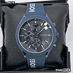 Часовник за мъже Hugo Boss 1514061 Velocity Chronograph. Верижка силиконова в син цвят. Кварцов механизъм. Водозащита 5 АТМ (душ).