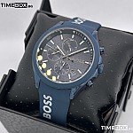 Часовник за мъже Hugo Boss 1514061 Velocity Chronograph. Верижка силиконова в син цвят. Кварцов механизъм. Водозащита 5 АТМ (душ).