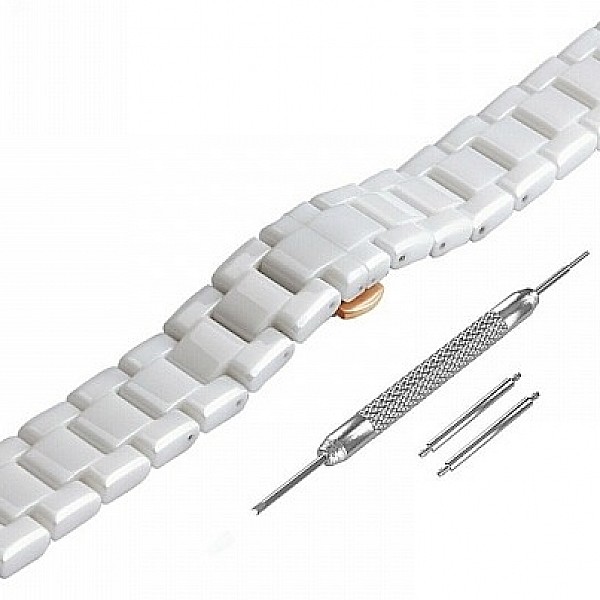 Часовник за {/lowcase} верижка armani ar1417 - 18мм за дамски часовник. верижка {lowcase} в бял цвят.  механизъм. Водозащита .