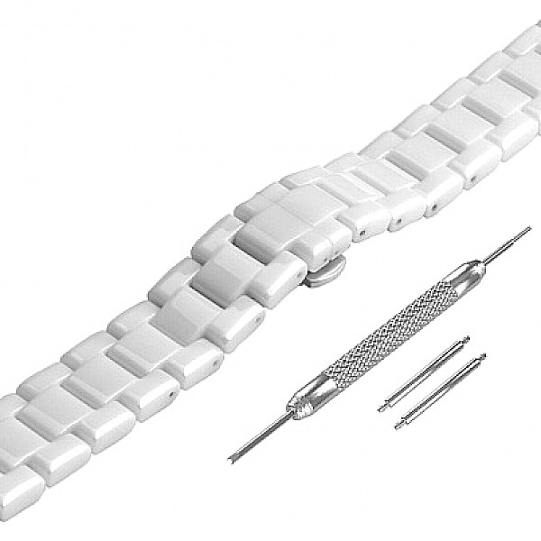 Часовник за {/lowcase} верижка armani ar1404 - 18мм за дамски часовник. верижка {lowcase} в бял цвят.  механизъм. Водозащита .
