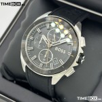 Часовник за мъже Hugo Boss 1513953 Volane Chronograph. Верижка силиконова в черен цвят. Кварцов механизъм. Водозащита 5 АТМ (душ).