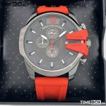 Часовник за мъже Diesel DZ4427 Mega Chief Chronograph. Верижка силиконова в червен цвят. Кварцов механизъм. Водозащита 10 АТМ (плуване).