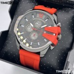 Часовник за мъже Diesel DZ4427 Mega Chief Chronograph. Верижка силиконова в червен цвят. Кварцов механизъм. Водозащита 10 АТМ (плуване).