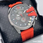 Часовник за мъже Diesel DZ4427 Mega Chief Chronograph. Верижка силиконова в червен цвят. Кварцов механизъм. Водозащита 10 АТМ (плуване).