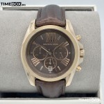 Часовник за жени Michael Kors MK5551 Bradshaw Chronograph. Верижка естествена кожа в кафяв цвят. Кварцов механизъм. Водозащита 5 АТМ (душ).