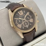 Часовник за жени Michael Kors MK5551 Bradshaw Chronograph. Верижка естествена кожа в кафяв цвят. Кварцов механизъм. Водозащита 5 АТМ (душ).