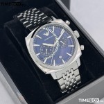 Часовник за мъже Emporio Armani AR11688 Carlo. Верижка метална в сребрист цвят. Кварцов механизъм. Водозащита 5 АТМ (душ).