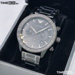 Часовник за мъже Emporio Armani AR11242 Mario Chronograph. Верижка метална в черен цвят. Кварцов механизъм. Водозащита 3 АТМ (водни пръски).