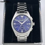 Часовник за мъже Emporio Armani AR11541 Claudio Chronograph. Верижка метална в сребрист цвят. Кварцов механизъм. Водозащита 5 АТМ (душ).