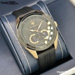 Часовник за мъже Maserati Traguardo R8871612025. Верижка естествена кожа в черен цвят. Кварцов механизъм. Водозащита 10 АТМ (плуване).