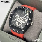 Часовник за мъже Guess GW0203G4 Phoenix. Верижка силиконова в червен цвят. Кварцов механизъм. Водозащита 5 АТМ (душ).