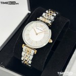 Часовник за жени Emporio Armani Gianni T-Bar AR11537. Верижка метална в златист цвят. Кварцов механизъм. Водозащита 3 АТМ (водни пръски).