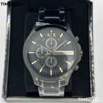 Часовник за мъже Armani Exchange AX2164 Hampton Chronograph. Верижка метална в черен цвят. Кварцов механизъм. Водозащита 5 АТМ (душ).