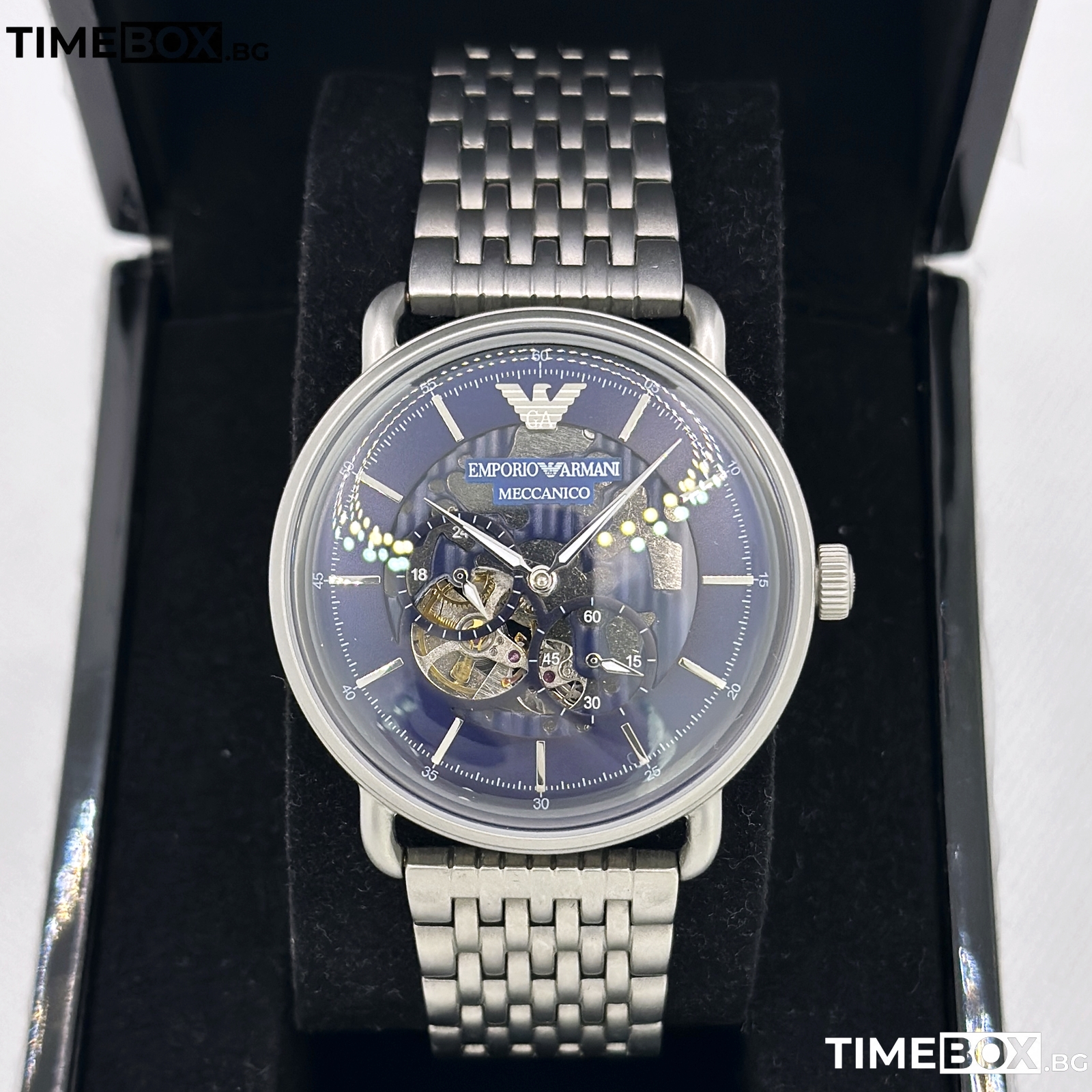 Emporio Armani AR60024 Semi Skeleton Meccanico | Сребрист часовник за мъже