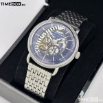 Часовник за мъже Emporio Armani AR60024 Semi Skeleton Meccanico. Верижка метална в сребрист цвят. Автоматичен механизъм. Водозащита 5 АТМ (душ).