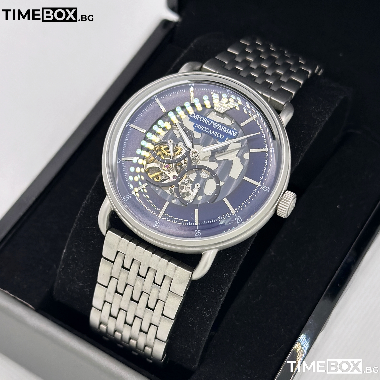 Emporio Armani AR60024 Semi Skeleton Meccanico | Сребрист часовник за мъже
