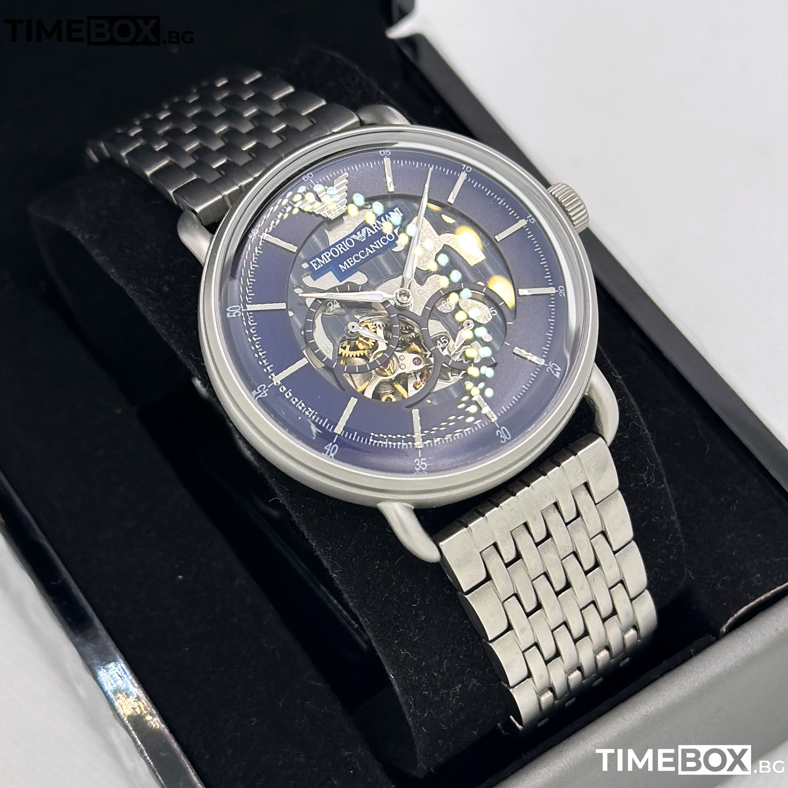 Emporio Armani AR60024 Semi Skeleton Meccanico | Сребрист часовник за мъже