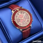 Часовник за жени Swarovski Octea Lux 5547642. Верижка естествена кожа в червен цвят. Кварцов механизъм. Водозащита 5 АТМ (душ).