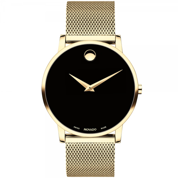 Часовник за мъже Movado 607396 Museum Classic. Верижка метална в златист цвят. Кварцов механизъм. Водозащита 3 АТМ (водни пръски).