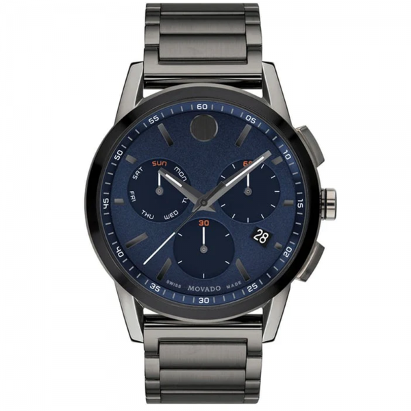 Movado 607624 Museum Sport Часовник за мъже Movado 607624 Museum Sport. Верижка метална в сив цвят. Кварцов механизъм. Водозащита 3 АТМ (водни пръски).