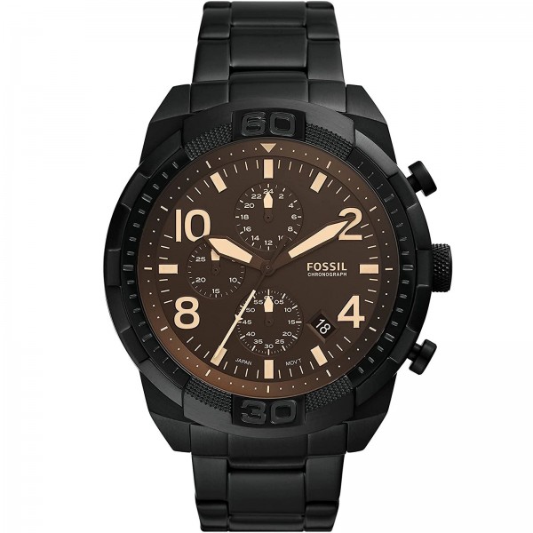 Fossil Bronson FS5876 Часовник за мъже Fossil Bronson FS5876. Верижка метална в черен цвят. Кварцов механизъм. Водозащита 5 АТМ (душ).