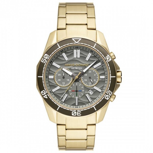 Часовник за мъже Armani Exchange AX1970 Spencer. Верижка метална в златист цвят. Кварцов механизъм. Водозащита 10 АТМ (плуване).