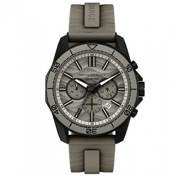 Armani Exchange AX1971 Spencer Часовник за мъже Armani Exchange AX1971 Spencer. Верижка силиконова в сив цвят. Кварцов механизъм. Водозащита 10 АТМ (плуване).