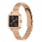 Часовник за жени Armani Exchange AX5729 Leila. Верижка метална в златист цвят. Кварцов механизъм. Водозащита 5 АТМ (душ).
