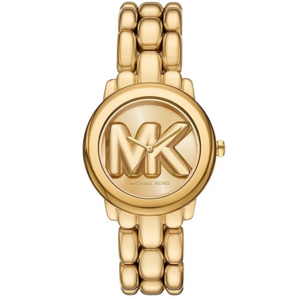 Michael Kors MK4923 Sage Часовник за жени Michael Kors MK4923 Sage. Верижка метална в златист цвят. Кварцов механизъм. Водозащита 5 АТМ (душ).