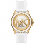 Часовник за жени Michael Kors MK7535 Lennox. Верижка силиконова в бял цвят. Кварцов механизъм. Водозащита 5 АТМ (душ).