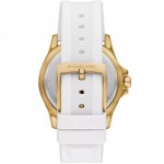 Часовник за жени Michael Kors MK7535 Lennox. Верижка силиконова в бял цвят. Кварцов механизъм. Водозащита 5 АТМ (душ).