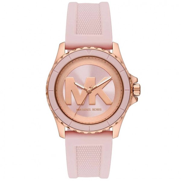 Michael Kors MK7535 Lennox Часовник за жени Michael Kors MK7536 Lennox. Верижка силиконова в розов цвят. Кварцов механизъм. Водозащита 5 АТМ (душ).